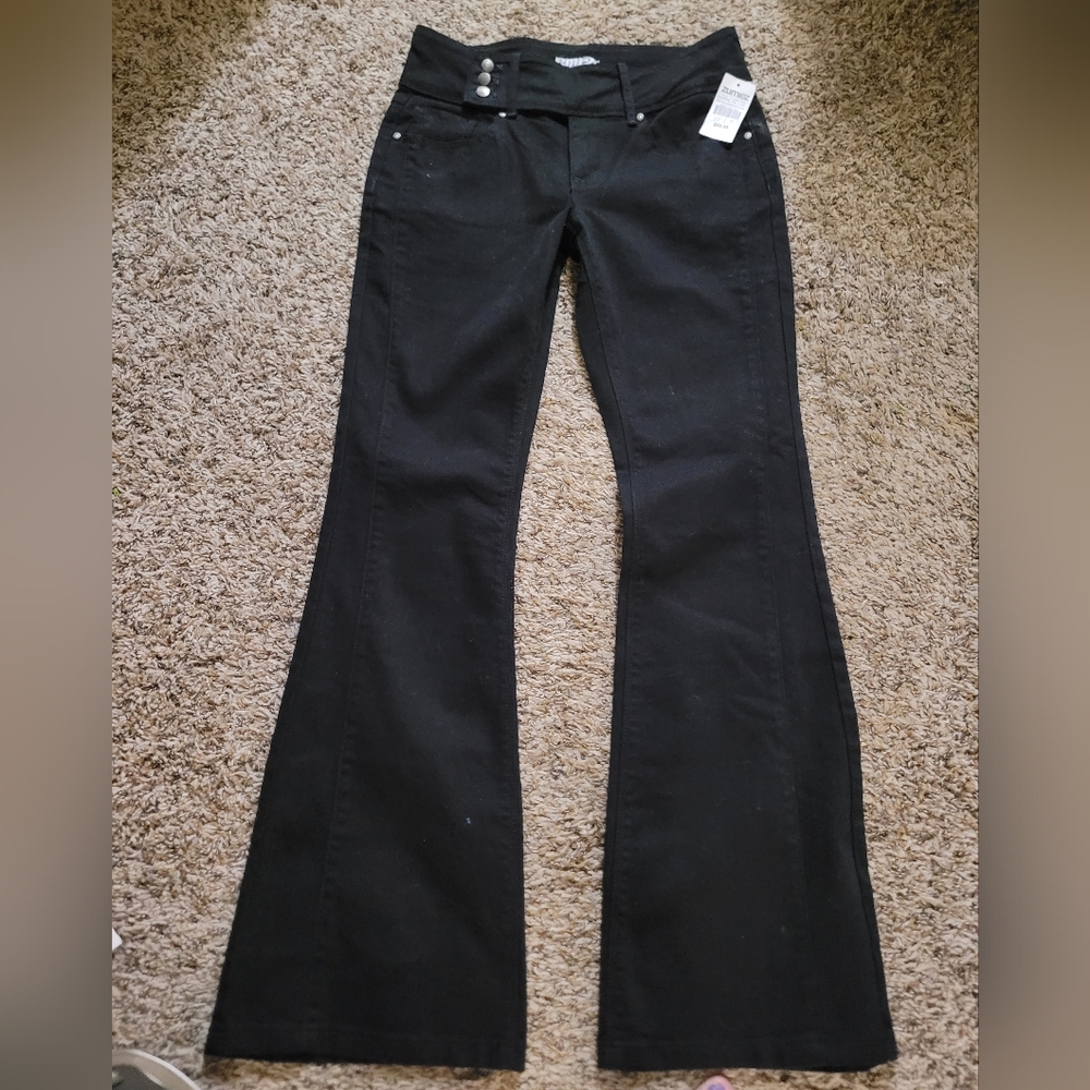 Zumiez Black Triple Button Bootcut Flare Lowrise Pants - Picture 8 of 8